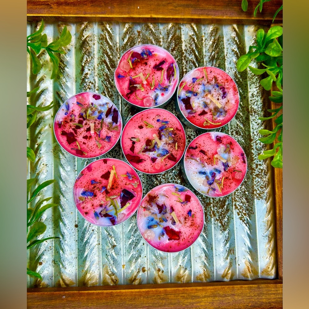 SEVEN Pink Beauty Tea Light Ritual Candles Glam Divine Feminine Self love